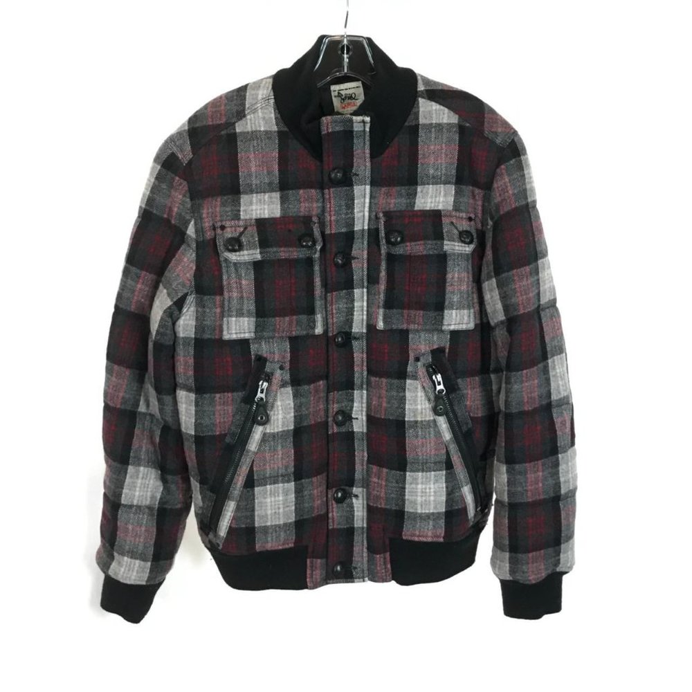 Mens Size Large Triple Five Soul Vintage Wool Blend Heavy Plaid Shacket Jacket